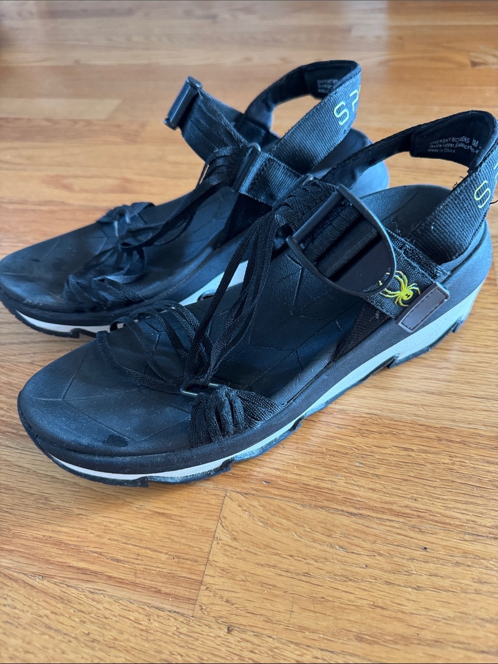 Spyder Black Women's Sport Sandals with Yellow Logo Accent
